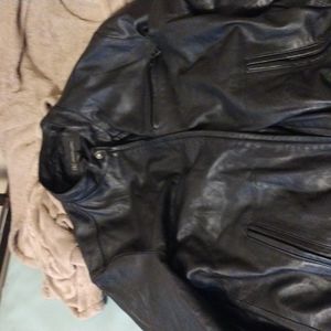 Real black leather jacket mens medium international concepts